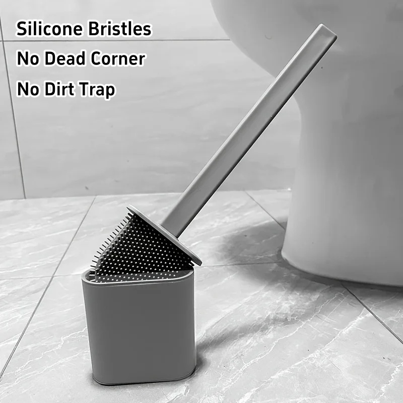 Brush Bristle Set - แปรงขัดห้องน้ำกันน้ำรั่วพร้อมฐานซิลิโคน หัวแปรงแบน ขนแปรงนุ่มยืดหยุ่น พร้อมที่วางแห้งเร็ว