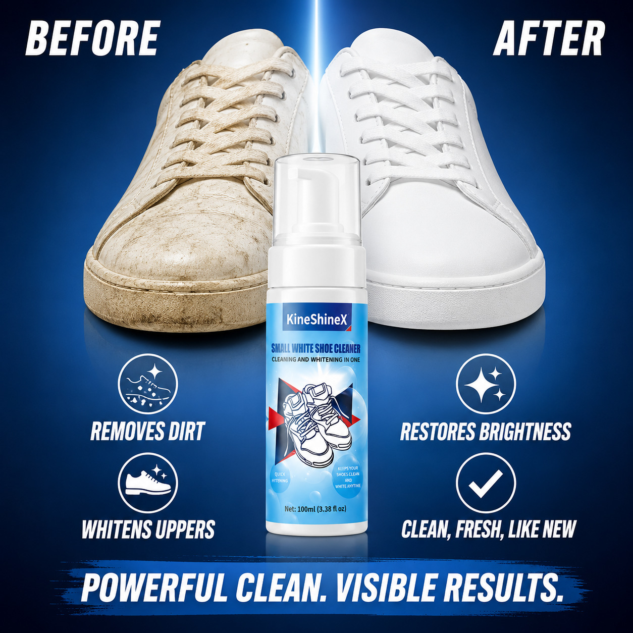 Sneaker Care Foam - ชุดทำความสะอาดรองเท้า Gihen โฟมทำความสะอาดรองเท้าแบบไม่ใช้น้ำ พร้อมแปรงทำความสะอาดรองเท้าและผ้าเช็ดรองเท้า สำหรับดูแลรองเท้าผ้าใบ เหมาะสำหรับรองเท้าทุกประเภท